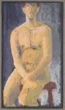 Sitting Man by Teresa Baksa, 1995, Oil stick on paper, offered Dec 2024