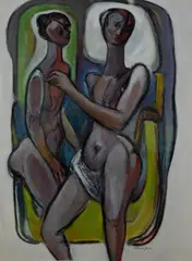 painting by G. Ralph Smith, mixed media on canvas, sold Feb 2019