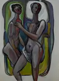painting by G. Ralph Smith, mixed media on canvas, sold Feb 2019