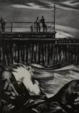 Old Pier by G. Ralph Smith, lithograph, sold Feb 2019