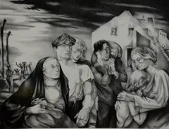Composition 1945 by G. Ralph Smith, lithograph, sold Feb 2019