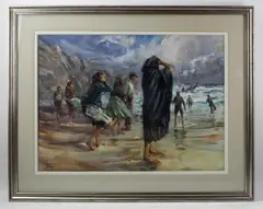 The Storm at Nazarre by Betty Lou Schlemm, watercolor, sold Sep 2022