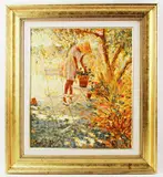 woman in woods by Claude Fossoux, oil on canvas, sold Sep 2022