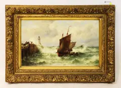 Dutch Sailing Scene by Theodore Alexander Weber, oil on canvas, sold Sep 2022