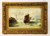 Dutch Sailing Scene by Theodore Alexander Weber, oil on canvas, sold Sep 2022