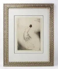 woman playing tennis by Louis Icart, etching, sold Sep 2022