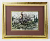house in the woods by Tad Klodnicki, watercolor, sold Sep 2022