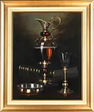 Still Life with Claret Jug by Denzil Herring, oil on canvas mounted on board, sold Mar 2021