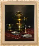 Still Life with Brass Samovar by Denzil Herring, oil on board, sold Mar 2021
