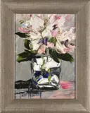 Still Life with White and Pink Flowers by Corne Weideman, oil on board, sold Mar 2021