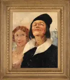 Portrait of Two Women by Georges Johannes Hoffmann, oil on canvas, sold Mar 2021