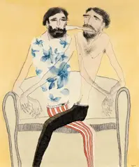Self-Portrait with Couch by Stephan John Allwright, graphite, sold Mar 2021