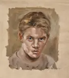 Portrait of a Blonde Boy by Jaco Benade, 2011, oil on canvas paper, sold Mar 2021