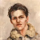 Portrait of a Boy with Fur Collar by Jaco Benade, 2010, oil on board, sold Mar 2021