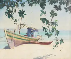 The edge of the jungle, penang, malay by Terence Cuneo, Oil on canvas, sold Aug 2026