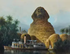 Sphinx and nile steamer by Felix Kelly, Oil on board, sold Aug 2026
