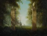 Railway through the park by Felix Kelly, Oil on canvas-board, sold Aug 2026