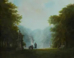 Railway through the park by Felix Kelly, Oil on board, sold Aug 2026