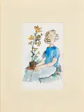 A plant with a bird on it by Quentin Blake, Pen and ink and watercolour, sold Aug 2026