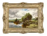 The river wey, ripley by Henry H. Parker, Oil on canvas, sold Aug 2026