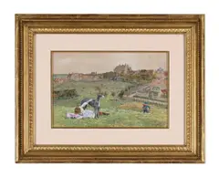 Girl with a greyhound by Lionel Percy Smythe, Watercolour heightened with white, with scratching-out, sold Aug 2026
