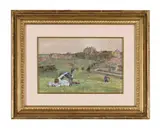 Girl with a greyhound by Lionel Percy Smythe, Watercolour heightened with white, with scratching-out, sold Aug 2026