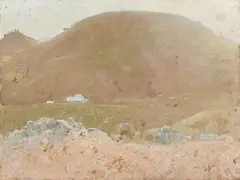 Spanish hills by William Nicholson, 1935, Oil on canvas-board, sold Jul 2026