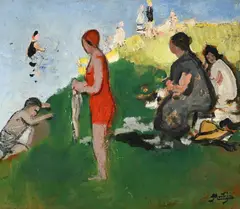 La baignade by Pierre Eugène Montézin, Oil on paper laid on canvas, sold Jul 2026