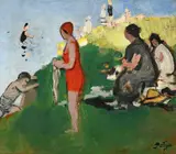 La baignade by Pierre Eugène Montézin, Oil on paper laid on canvas, sold Jul 2026