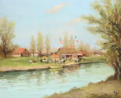 Club nautique by Marcel Dyf, Oil on canvas, sold Jul 2026