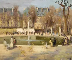 Bassin du jardin des tuileries, place de la concorde a paris by Marcel Dyf, 1950, Oil on canvas, sold Jul 2026