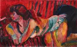 Joan gillchrest lying on a bed by Adrian Ryan, 1956, Oil on canvas, sold Jul 2026