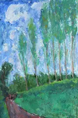 Poplars in waveney valley, suffolk by Adrian Ryan, Oil on canvas-board, sold Jul 2026
