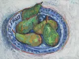Pears in a bowl by Adrian Ryan, 1983, Oil on canvas, sold Jul 2026