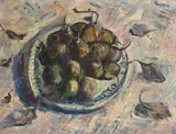 Figs on a plate by Adrian Ryan, 1952, Oil on canvas, sold Jul 2026