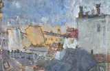 Paris roofs (view from the welcome hotel) by Adrian Ryan, 1996, Oil and charcoal on newspaper, sold Jul 2026