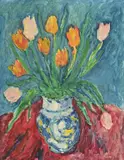 Still life of tulips by Adrian Ryan, Oil on canvas, sold Jul 2026