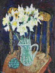 Still life with narcissi and grapes by Adrian Ryan, Oil on canvas, sold Jul 2026