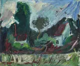 Cottages by a stream by Adrian Ryan, Oil on canvas, sold Jul 2026