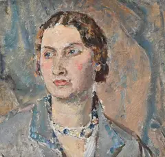 Portrait of a woman with necklace by Ethel Walker, Oil on canvas, sold Jul 2026