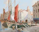 San tropez harbour, france by William Lee Hankey, Oil on canvas, sold Jul 2026