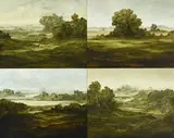 Landscape in four parts by Alan Macdonald, 2002, Oil on board, sold Jul 2026