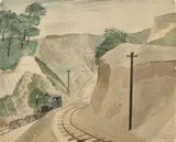 The cement pit by Eric Ravilious, 1934, Pencil and watercolour, heightened with touches of scratching out, sold Jul 2026
