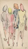 Women walking by Raymond Sheppard, Pencil and watercolour, sold Jul 2026