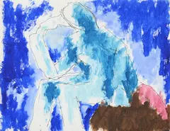 Seated figure, drinking wine by Josef Herman, Pen and ink and watercolour, sold Jul 2026