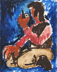 Man with pipe by Josef Herman, Watercolour and gouache over pencil, sold Jul 2026