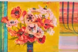 Poppies on a striped cloth by Robin Philipson, Watercolour over traces of pencil, sold Jul 2026