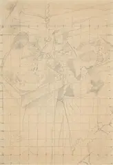 Study for the maid at the gate by Stanley Spencer, Pencil on buff paper, squared for transfer, sold Jul 2026