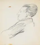 Study of a man asleep in a cafe, venice by Vanessa Bell, Pencil, sold Jul 2026