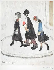 The family by L. S. Lowry, Offset lithograph printed in colours, sold Jul 2026